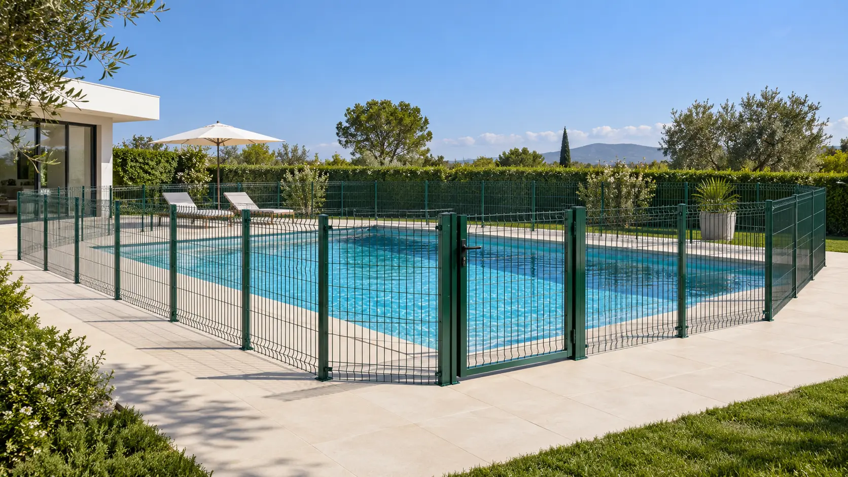 Cerramiento en piscina moderna